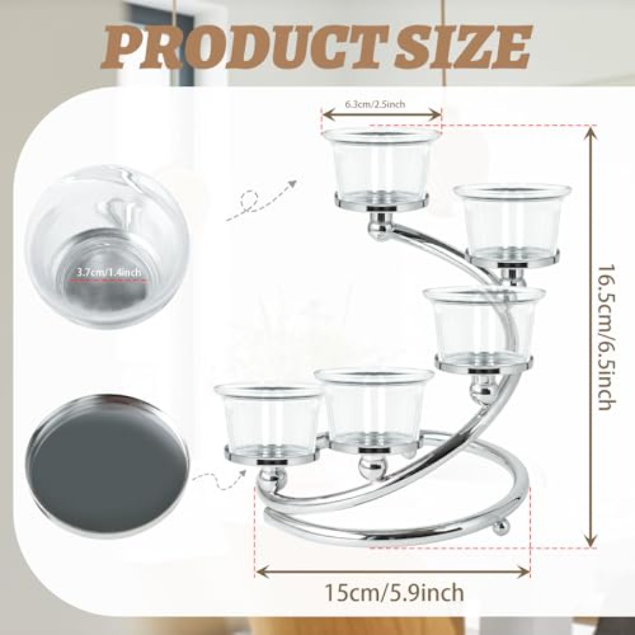 5-Piece Glass Tea Light Candle - Candle Holder Set ulasan dan harga