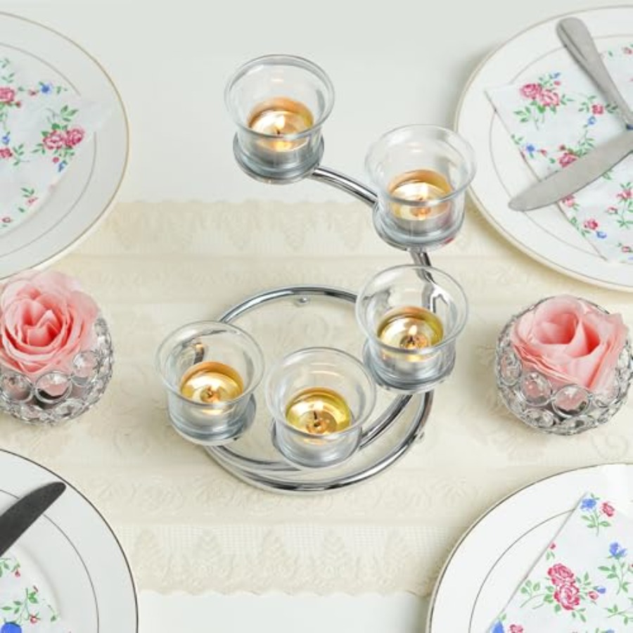 5-Piece Glass Tea Light Candle - Candle Holder Set ulasan dan harga