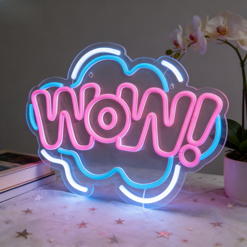 WOW Neon Sign LED Night Light  - Lighting Decor Wow ulasan dan harga