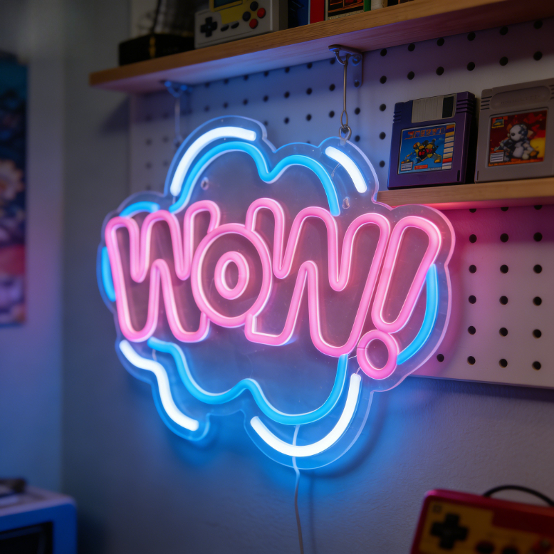 WOW Neon Sign LED Night Light  - Lighting Decor Wow ulasan dan harga