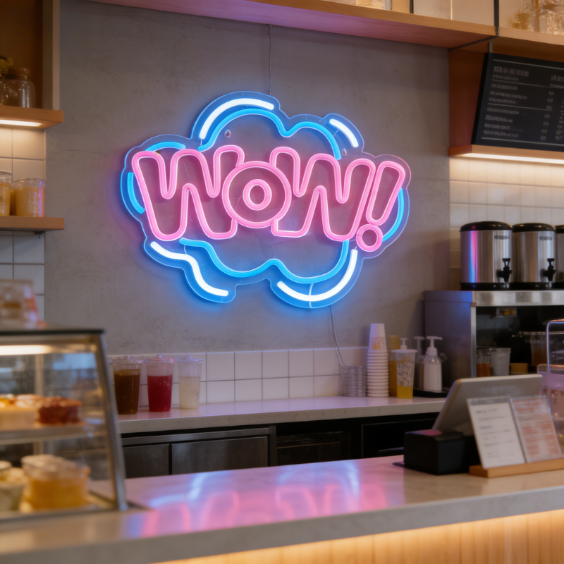 WOW Neon Sign LED Night Light  - Lighting Decor Wow ulasan dan harga