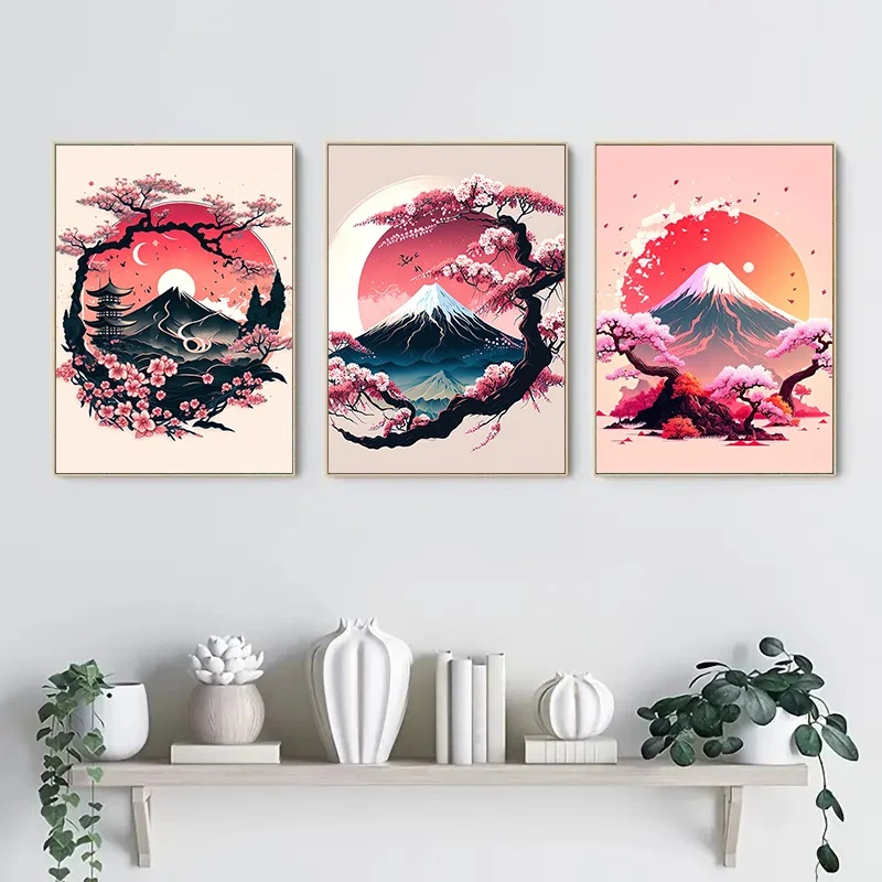3pcs Frameless Japanese Natura - Lighting Mcqueen Wall Decor ulasan dan harga