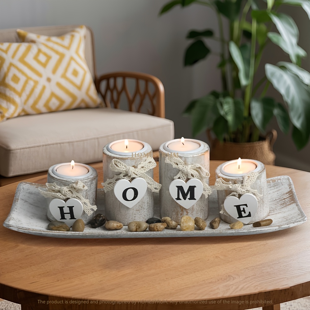 Vintage-Inspired Wooden ' for  - Candle Holder Set ulasan dan harga