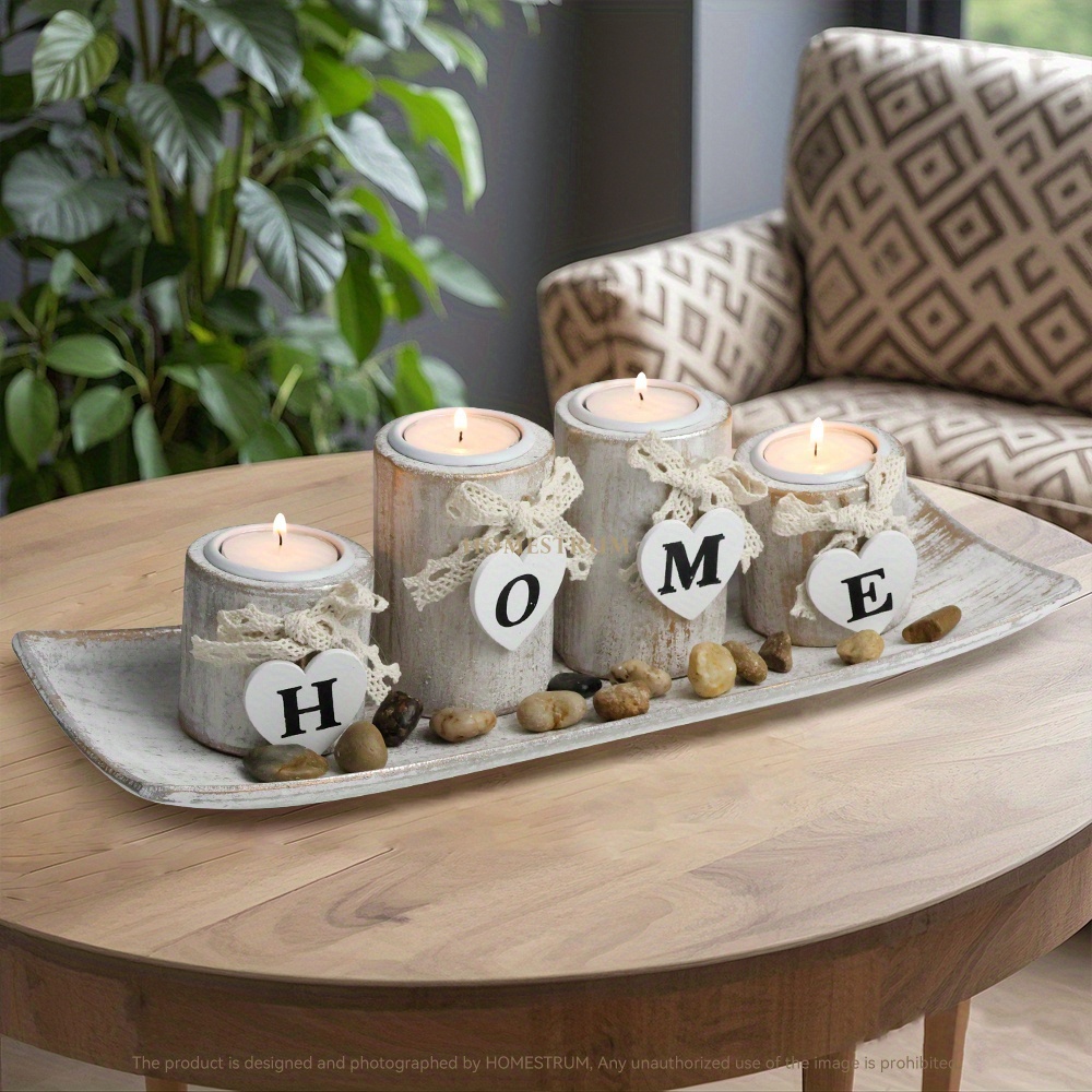 Vintage-Inspired Wooden ' for  - Candle Holder Set ulasan dan harga