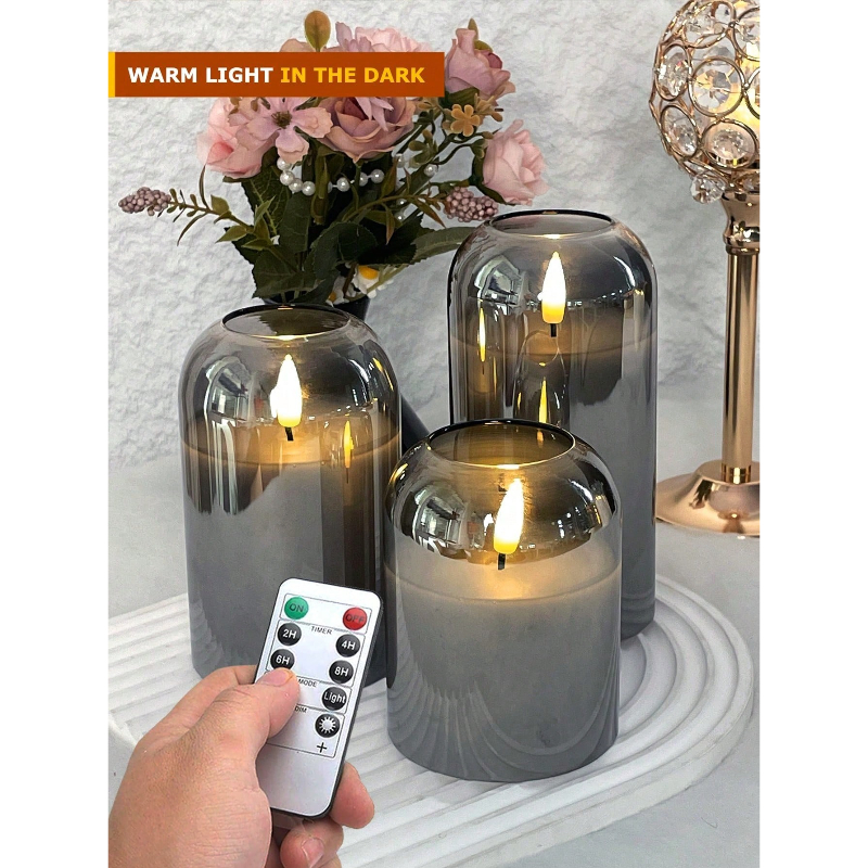 3 Pack Grey Flameless LED Cand - Decor Lighting & Decor Fires Photos ulasan dan harga