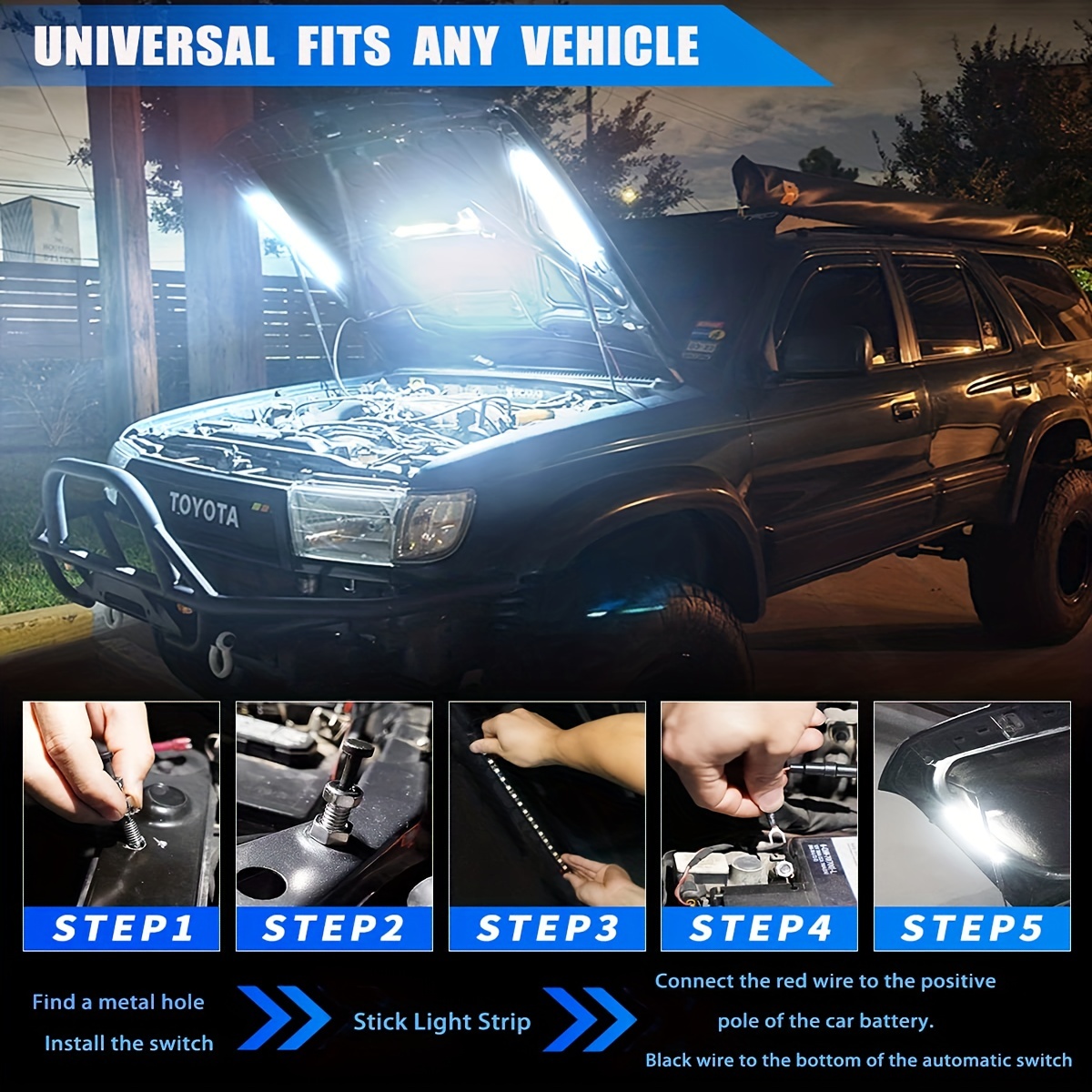1set LED Car Under Hood Work I - Lighting Bolt Decor ulasan dan harga